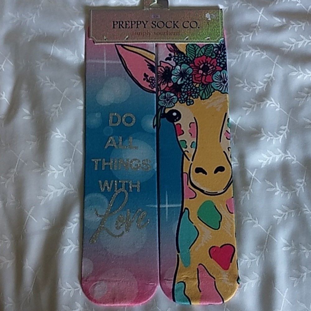Crew Preppy Socks Simply Southern Giraffe New